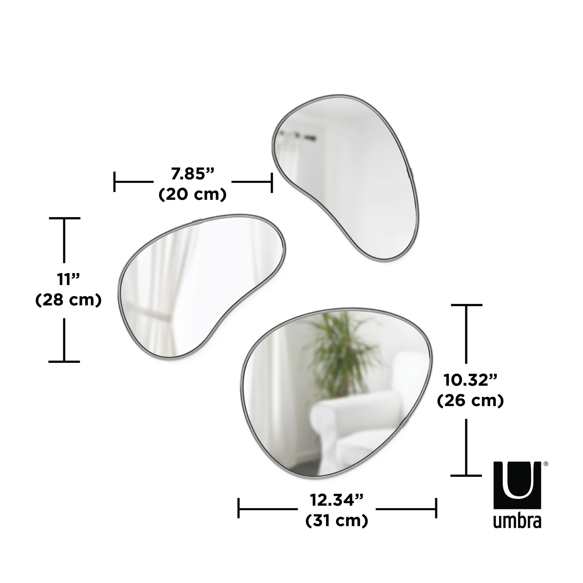 Umbra Titanium Hubba Pebble Mirror Set
